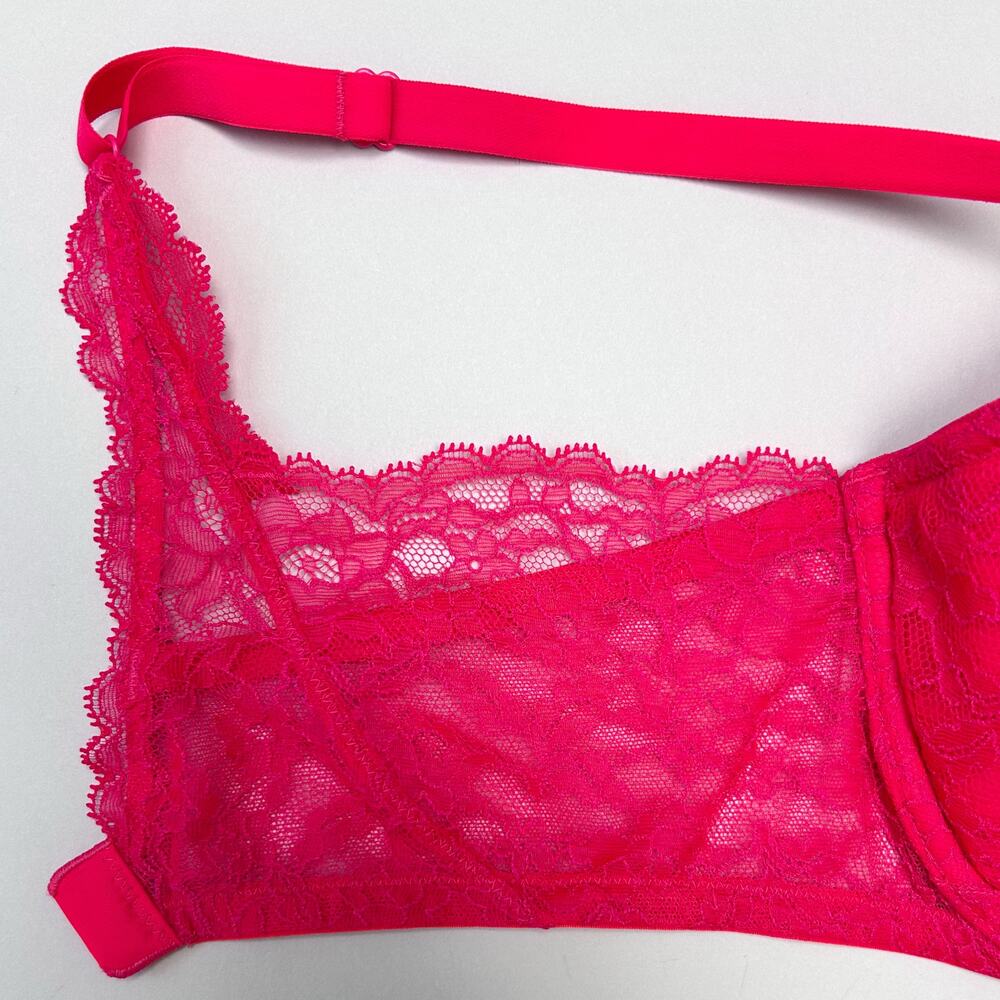 Victoria's Secret Red Lace Padded Corset Detail Very Sexy Balconette Bra 36D - Picture 5 of 9